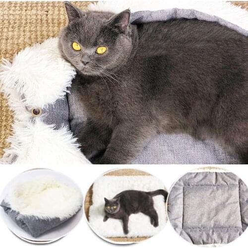 Pet Foldable Cushion Super Soft Square Plush Dual-use Cat Bed Mat for Winter Warm Small Dog Puppy Cats Sleep Pads House Kennel