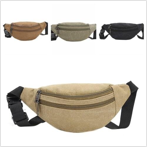 New Men Waist Bag Casual Functional Money Phone Pouch Belt Bag Women Bag for Belt Canvas Hip Bag Fanny Pack Mens Cross Body Bag