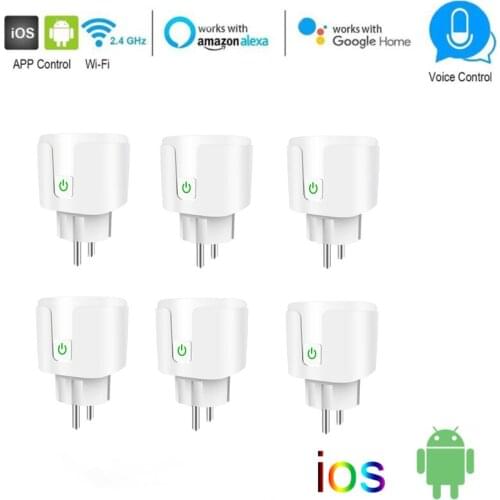 1-10 Pieces EU WIFI Smart Plug Power Adapter With Monitor IOS Wireless Socket Outlet Switch Voice Control For Alexa Google Home