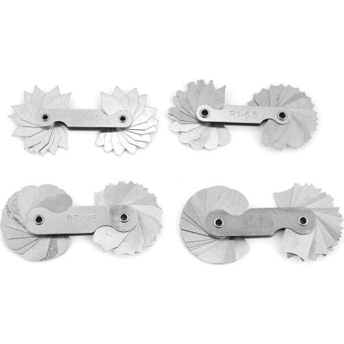 Radius Gauge Set,4Pcs Stainless Steel Radius Fillet Gauge Measuring Tool (R0.3-1.5/ R1-6.5/ R7-14.5/ R15-25)