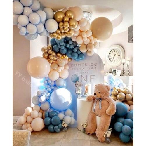 Retro Blue DIY Balloons Garland Arch Kit Metal Gold Ball Baby Shower Wedding Decoration Background Wall New Year Party Supplies