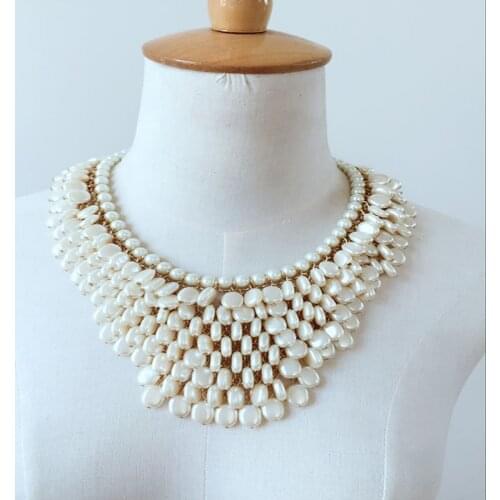 Luxury Bubble Simulated Pearl Statement Necklace For Women Chunky Cream Pearls Choker For Bride Wedding Fashion Jewelry