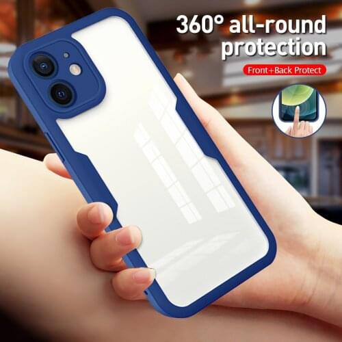 Luxury Transparent 360 Full Cover Cases For iPhone 12 Front Back Shell For APPLE iPhone12 6.1 inch Phone Protection Coque Fundas