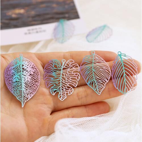 6pcs Gradient color Luxury Drop Dangle Earrings 2020 Fashion Jewelry Women Leaf Earrings double hanging pendant DIY material