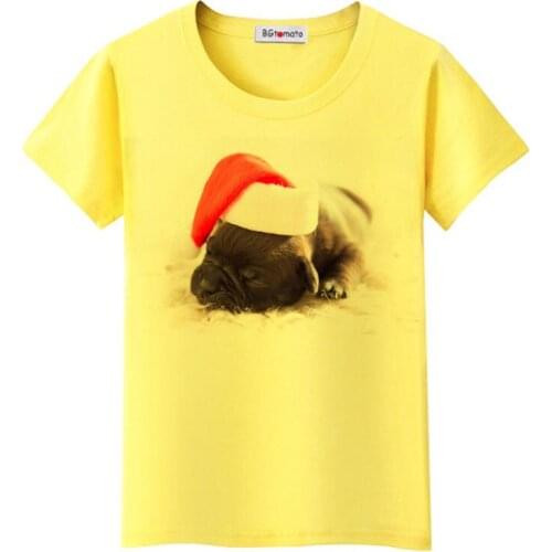 BGtomato Christmas dog tshirt funny streetwear kawaii women shirts friends clothes brand haut femme cute dog t shirt women