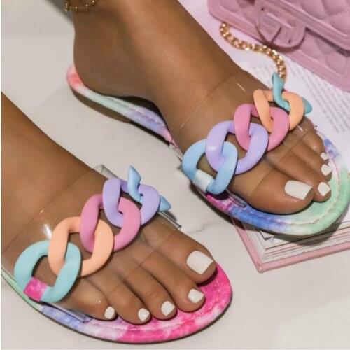 2021 Summer Beach Slides Women Sexy Roman Transparent Sandals Flat Outdoor Shoes Woman Slippers Breathable Summer Woman Shoe
