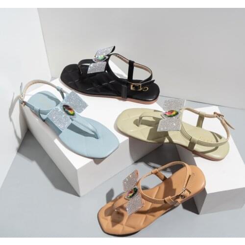 Womens crystal applique sandals 2021 summer womens shoes casual flat bottom comfort fashion designer slippers luxury