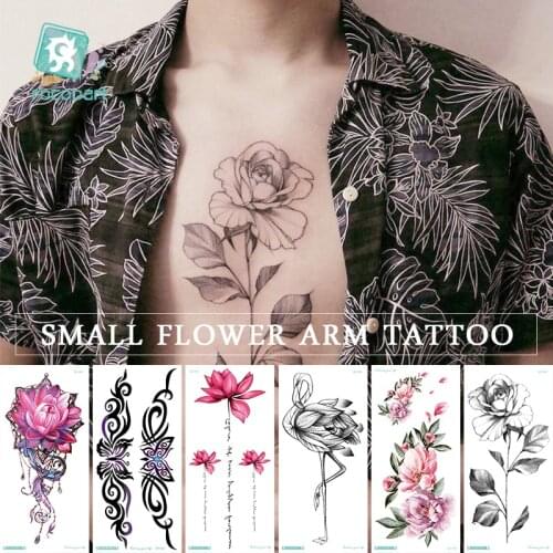 Sexy fashional temporary tattoo designs with peony lotus peach peacock tatoo designs waterproof body art sticker Women