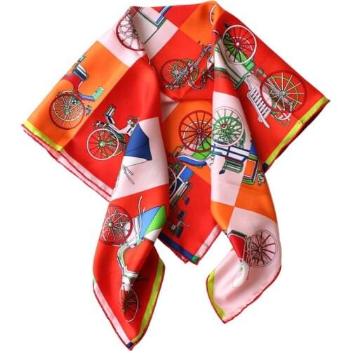 British Style Scarf Luxury Brand Design Square Scarf 90cm Twill Silk Scarf Women Kerchief Scarves For Lady Fashion Shawl Echarpe