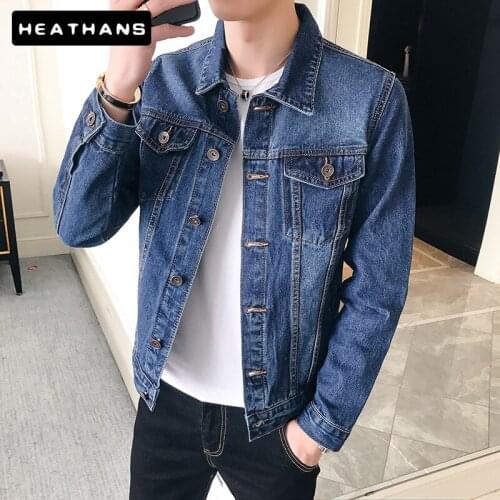 Blue Denim Jacket Mens Spring Autumn New Korean Style Solid Denim Clothes For Male Slim Casual Men Handsome Simple Denim Jacket