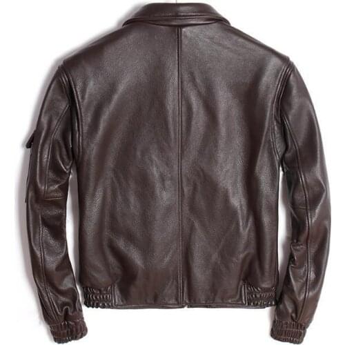 2020 New Arrival Genuine Jacket Vintage Brown Casual Motorcycle Motor Biker Leather Real Cowhide Coat Slim Plus Size