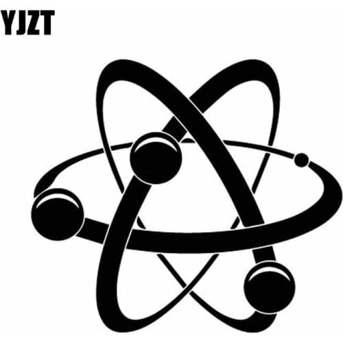 YJZT 15.5CM*13.6CM Atom Symbol Science Physics Chemistry Art Car Sticker Cool Vinly Decal Black/Silver C27-0278