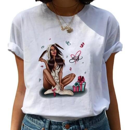 Woman Harajuku print women T-shirt 2021 New Summer Casual Wild Tshirt White O-neck short sleeve t-shirt Hipster T shirt Mujer