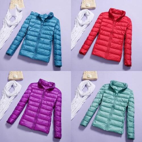 Women Bomber Jacket Light Ultra-thin Style Spring Autumn Female Slim Short Coat Warm Duck Down Plus Size 7XL Factory Outlet