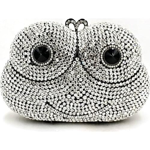 Animal frog special designer bag women evening party bag diamond parrot crystal purses bridal wedding party crystal clutches