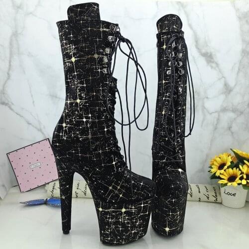 Leecabe Shinny Golden star upper 20CM/8Inch Womens Platform Sandals party High Heels Shoes Pole Dance bootie