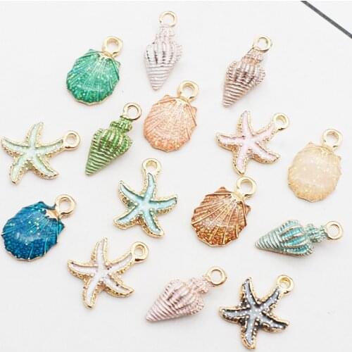 1pcs/13pcs/15pcs Ocean Seashell Pendant Cute Colorful Conch Sea Shell Charms Jewelry Making Finding Handmade Craft Accessories
