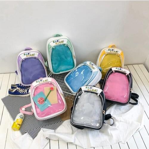 2019 Preppy Style Transparent Clear Women Backpacks PVC Itabag Harajuku School Bags For Teenage Girls Rucksack Kawaii BookBags