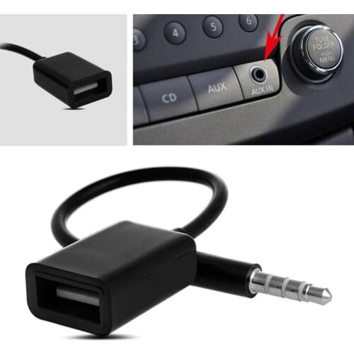 3.5mm Male AUX Audio Plug Jack To USB 2.0 Female Converter Cable Cord Fr Car MP3