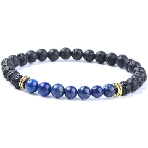 6mm th black stone volcanic lava Bracelet elastic agate Onyx Prayer Reiki Buddha Yoga Charm nature essential oils diffuser