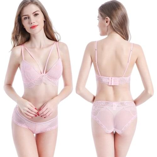 Fast Shipping Lace Sexy Bra set Push Up Wire Free Lingerie Set For Women Adjusted-straps Floral Underwear Set Bralette