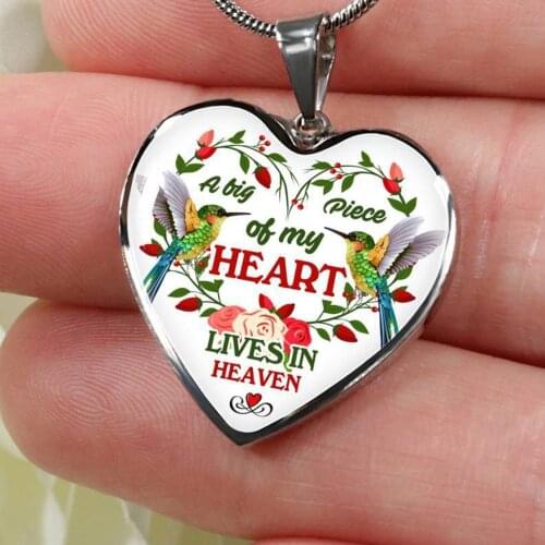 A Piece of My Heart Lives In Heaven Heart Pendant Necklace Remembrance Christian Memorial Necklace Gift Jewelry for Women
