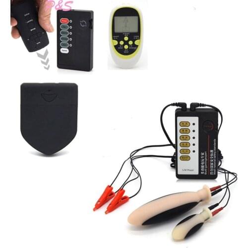Electric Shock Silicone Anal Plug Nipple Clamps Kit For Man Woman , Vagina Anal Plug Massage Electro Medical Themed Sex Toys