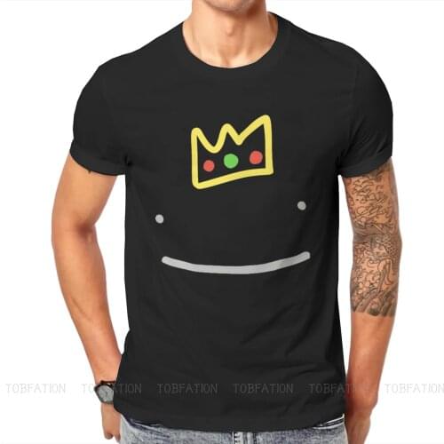 Dream SMP Game Creative TShirt for Men Ranboo Crown Smile Round Neck Pure Cotton T Shirt Distinctive Birthday Gifts Tops 6XL