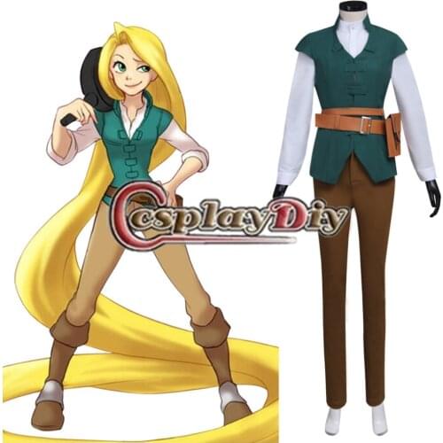 Tangled Rapunzel Flynn Rider Prince Costume Outfit Female Version Adult Womens Halloween Carnival Cosplay Costume Custom Made