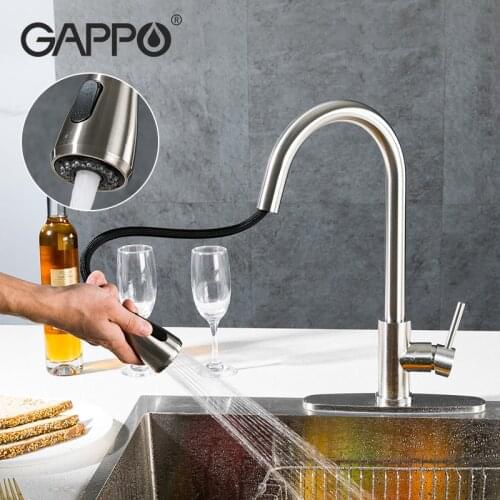 GAPPO Stainless Steel Kitchen Faucet Pull Out Kitchen Sink Single Handle Mixer Water Tap 360 Rotation Kitchen Shower Faucets