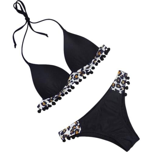 Summer Bikini Leopard Print Sexy Halter Bikini Backless Women Sling Backless Sexy Swimsuit For Swimming Bathing S/M/L/XL