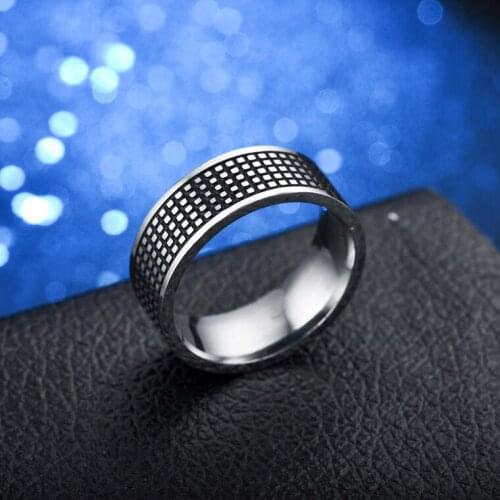 MOREDEAR 8mm 316l Stainless Steel Rings For Women Man Wedding Ring Vintage Silver Promise Jewelry Tire Tread Style Grooved Ring