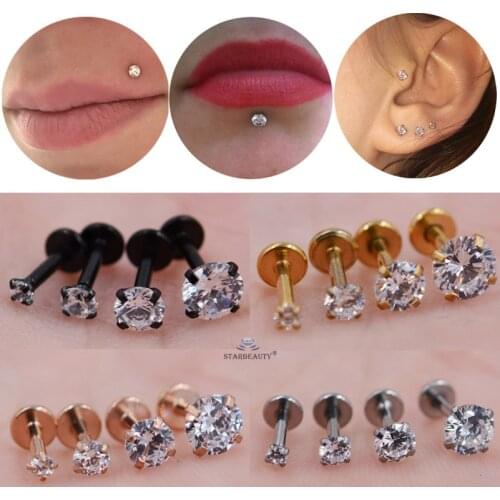 Top 4 pcs/lot 1.2x6mm Bright Bijoux Nose Piercing Labret Lip Ring Nostril Piercing Oreja Pircing Tragus Piercing Helix Nose Ring