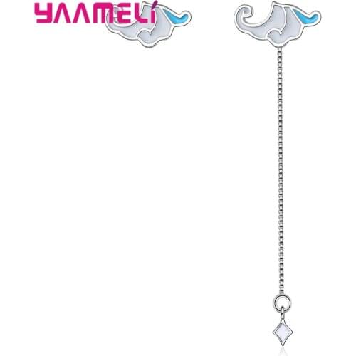 Fashion New 925 Sterling Silver Long Chain Thread Ear Brincos Earrings for Women Girls Birthday Wedding Party Accessories HOT