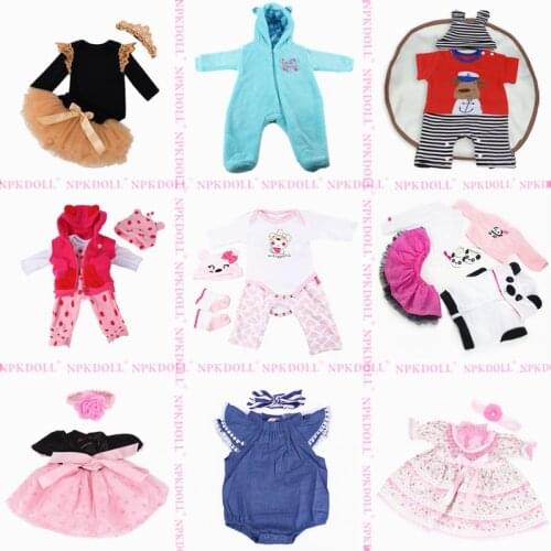 NPKDOLL Bebe Reborn Doll Clothes 22-24 inch doll accessories Lovely Fashion Suits Pink White Kids Handmade