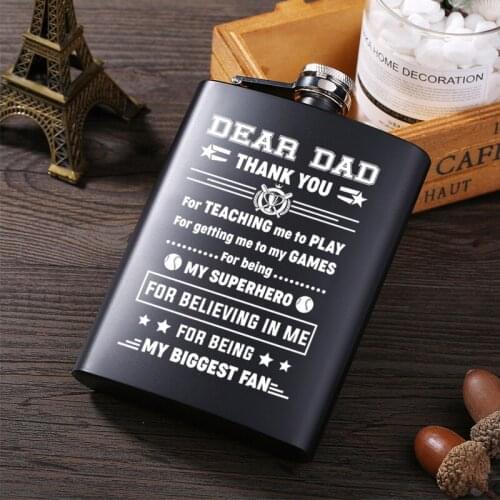To my dad Stainless Steel hip flask Portable 7 oz Pocket Engraved Wine Drink Pot Alcohol Whiskey Vodka flagon