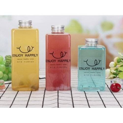 10pcs/lot Plastic Bottle Juice Milk Tea Cup Transparent Juice Drink Bottle Mason Storage Bottles Jars Bar Party Supplies