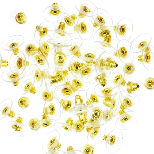 100pcs/lot Gold/Silver color Earring Backs Stoppers Useful Earplugs Plastic earrings back Accessories jewelry findings 12*7mm