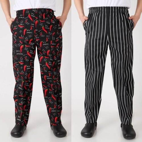 NEW food service Chef uniform autumn Cook pants work pants checked striped chef pants unisex chef trousers