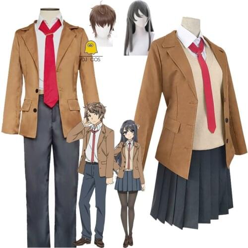 Rascal Does Not Dream of Bunny Cosplay Costume Azusagawa Sakuta Sakurajima Mai Wig Halloween Christmas Party Suit Uniform Unisex