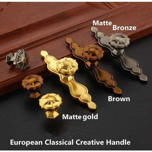 Modern simple Fashion matte gold matte silver kitche cabinet handle Retro style brown bronze drawer cupboard dresser knob pull