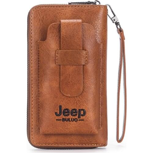 Mens Vintage Long Wallet Large Capacity Phone Pocket Bag Multifunction Retro Clutch Leather Wallet Casual Wristband Money Purse