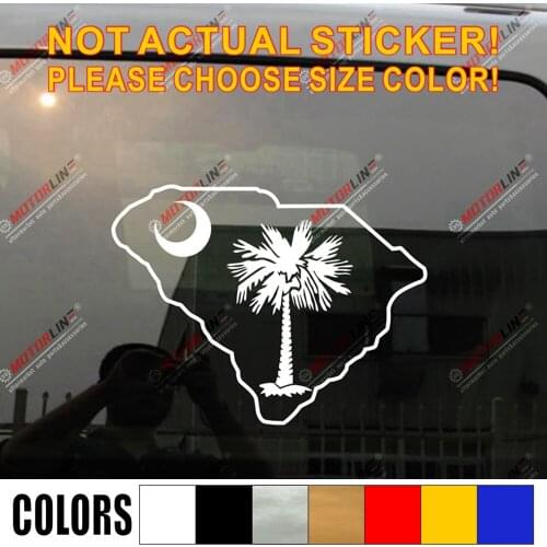 South Carolina Map Palmetto Tree Decal Sticker Flag Car Vinyl pick size color b