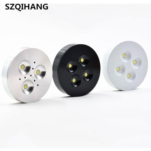 Factory Wholesale Dimmable 1W/3W/4W/White/Black/Silver Shell Super Bright Led Under Cabinet Puck Bulb Light 110V/220V/230V/12V