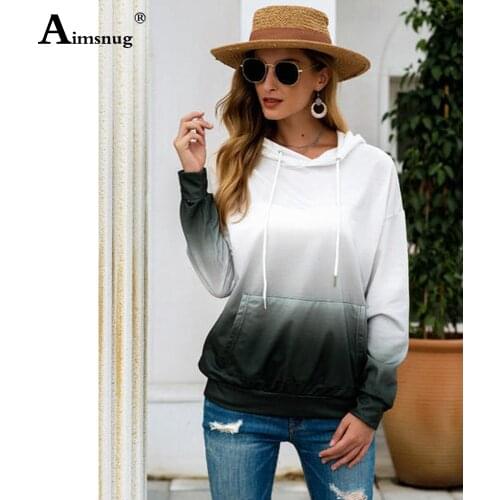 Plus size Women Fashion Hooded Sweatshirt Gradient Printed Basic Top Pullovers Sudadera Mujer Sweatshirts Female Clothing 2020