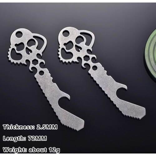 1PC EDC Portable Stainless Steel Skull Opener Keychain Key Chain Ring Pendant Outdoor Equipment Tools Accessories