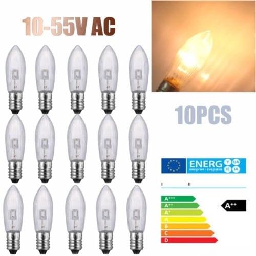 10pcs/set E10 LED Replacement Lamp Bulb Candle Light Bulbs for Light Chains 10 V-55 V AC for Bathroom Kitchen Home Bulbs Decor