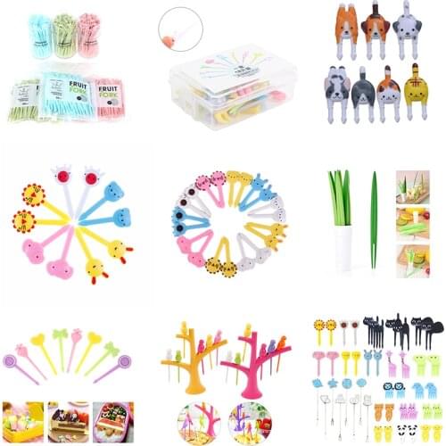 2-100pcs Animal Farm Fruit Fork Mini Cartoon Children Snack Cake Dessert Food Fruit Pick Toothpick Bento Lunches Party Decor