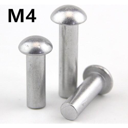 200pcs/lot M4x6/8/10/12/16/20/25mm GB867 Aluminum Solid Round Head Rivet Alloy Self-plugging Rivet