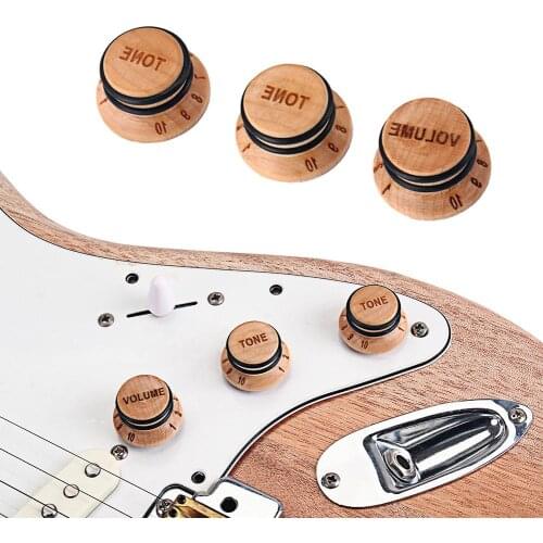 3Pcs Wooden Vintage Tone Volume Control Knob Tone Control Knob Set for Electric Guitar Bass Parts Musical Instruments